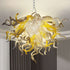 Chihuly Style Glass Chandelier Clear Yellow Gray And White