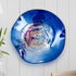 Blown Murano Glass Wall Plates Deep Blue Iridescent Center D12inches