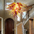 Sun Flare Blown Glass Chandelier Chihuly Style Amber With Red