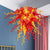 Sun Flare Blown Glass Chandelier Chihuly Style Red And Amber