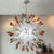 Sputnik Shape Blown Glass Chandelier White With Brown Peach End