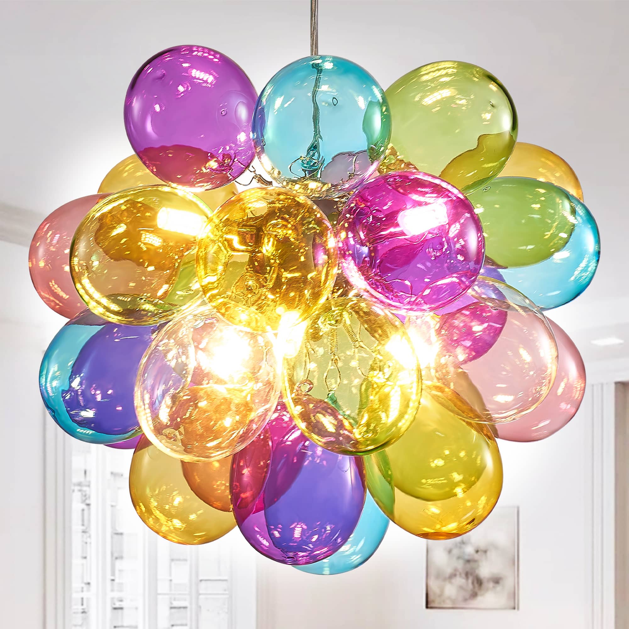 Bubbles Chandelier Hand Blown Colorful Glass Balloon