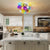 Modern kitchen with colorful ceiling bubbles light fixture