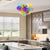 Colorful glass ball chandelier in a modern kitchen