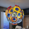 Ceiling In Blooms Blown Glass Plates Chandelier Multi-Colors