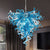 Chihuly Style Blown Glass Chandelier Blue And Clear LONGREE