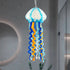 Murano Glass Jellyfish Pendant Lamp Wind Chime Suncatcher Blue&Orange