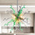 Sputnik Blown Glass Chandelier Green Gray And White