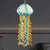 Murano Glass Jellyfish Pendant Lamp Wind Chime Light Blue & Orange