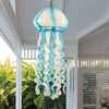 Murano Glass Jellyfish Pendant Lamp Wind Chime Blue & White