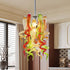 Miniature Designed Murano Glass Chandelier Green Red And Amber Pendants