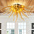 Semi-Flush Blown Glass Chandelier Chihuly Glass Autumn Gold