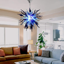 ライト・ランタン Magma Glass Blue Gradation Chihuly Style Blown Glass Chandelier Gradient Blue