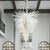 Blown Glass Chandelier Chihuly Style White And Gold