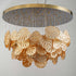 Elegant Cascading Chandelier in Gold Leaf – Modern Luxury Ceiling Light