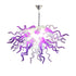 Minimalist Blown Glass Chandelier Violet And White Chihuly Style