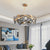 Modern Chandelier Matte Gold Frame Round Glass Plate Suspension Lighting For Living Room