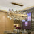 Modern Chandelier Crystal Diamond Glass With Golden Metal LED Lights For Dining Room