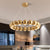 Modern Chandelier LED Golden Lanterns Metal Acrylic Lights Fixture For Dining Room