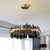 Modern Chandelier Matte Gold Or Copper Ring Lampshade LED Strip Lighting Fixture for living room