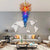 Giant Chihuly Style Blown Glass Chandelier Multi Colors Inverted Cone Shape