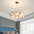 Modern Chandelier Matte Gold Frame Round Glass Plate Suspension Lighting For Bedroom