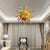 Chihuly blown glass chandelier living room
