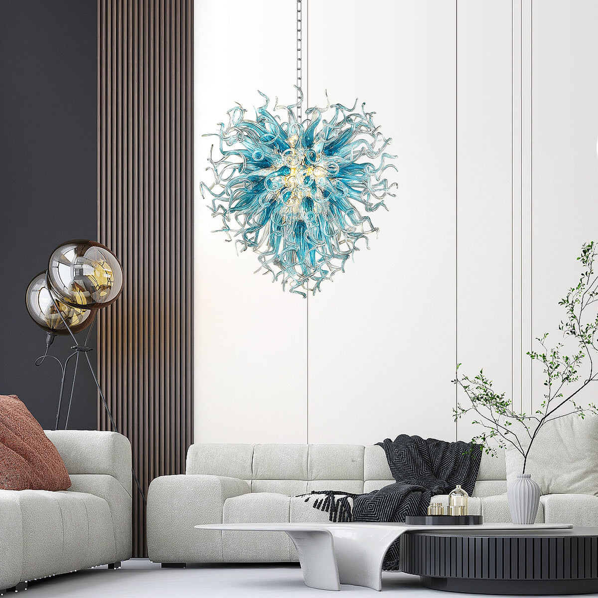 Chihuly Style Blown Glass Chandeliers Blue Color – ChihulyChandelier