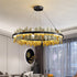 Modern Chandelier Matte Gold Ring Copper Lampshade LED Strip