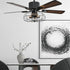 Ceiling Fan With Lamp Matte Black 5 Leaves Crystal Wrought Iron Cover