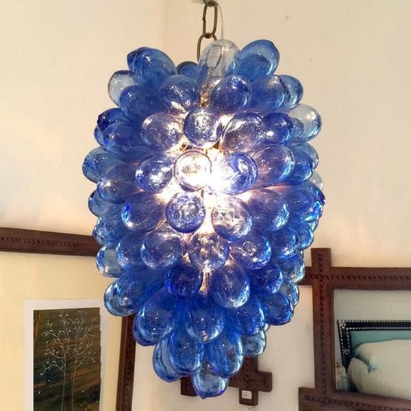 Lamp Blue ランプ ブルー 美品 Bilinda Bucchers Blown Glass Bubbles Chandelier Purple Grape Shape Balls