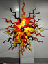 Chihuly Style Blown Glass Chandelier Mix Of Red Yellow Black
