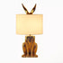 Creative Table Lamps Fabric Shade Masked Golden Resin Rabbit