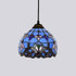 Hanging Light Antique Tiffany Style Blue Pattern Stained Glass