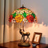 Table Lamp Victorian Tiffany Stained Glass Resin Deer Statue