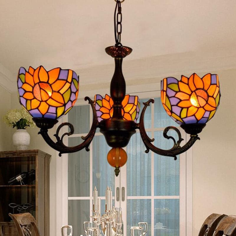 Tiffany Style Chandelier Three Arms
