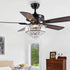Ceiling Fan With Lamp Chrome Color 5 Leaves Crystal  Cover