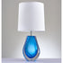 Table Lamps Navy Blue Azure Dew Shape Glass Base Fabric Lampshade